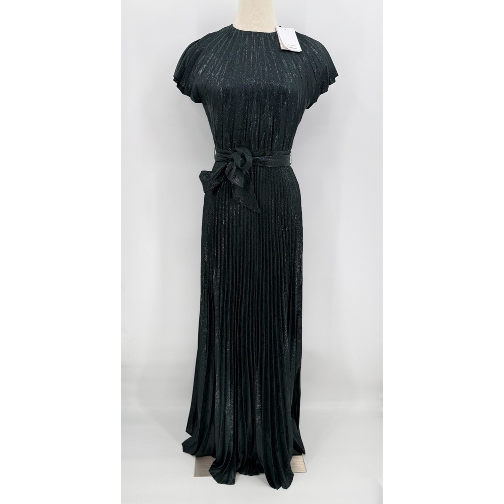 & Other Stories Womens Green Shimmer Pleated Maxi Dress Size 4 Holiday NEW - Picture 2 of 16